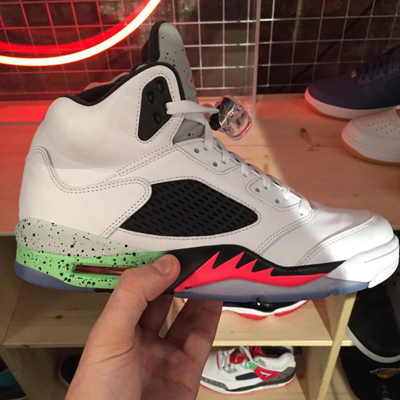 Air Jordan 5 Retro White/ Infrared23 – Light Poison Green – Black