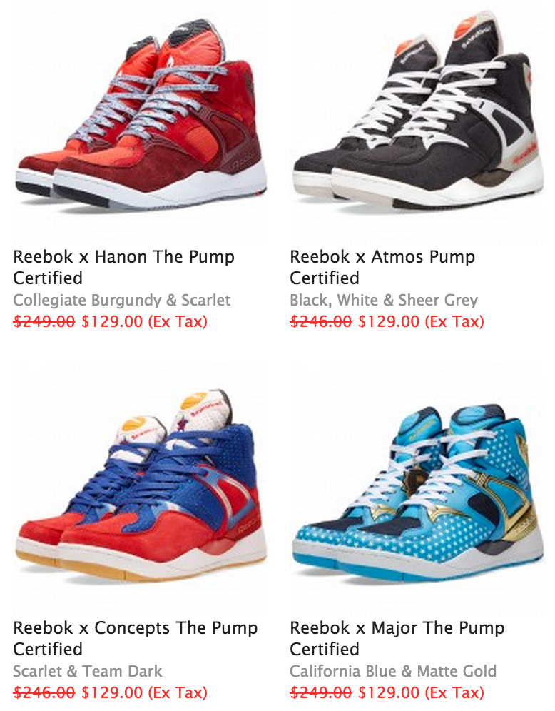 reebok pumps for sale