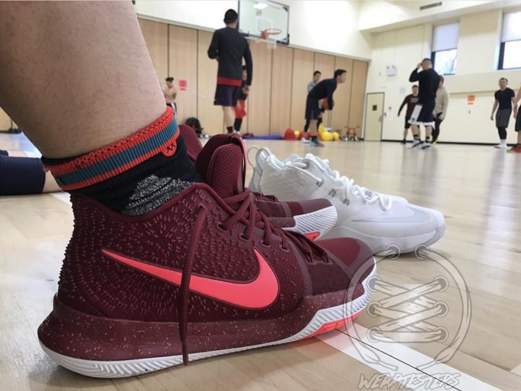 kyrie 3 red suede on feet