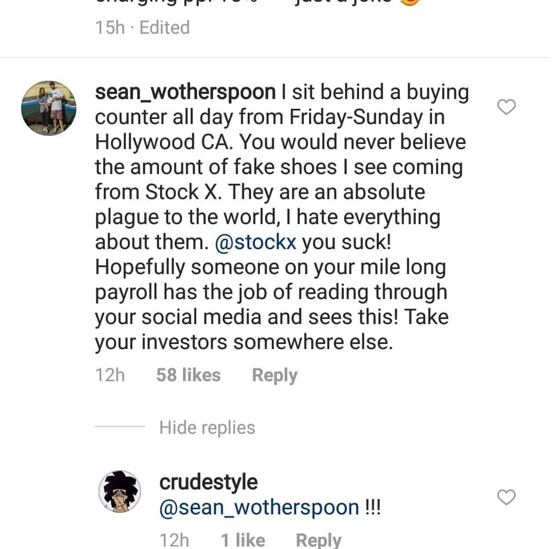 Sean Wotherspoon Fires Shots at StockX 