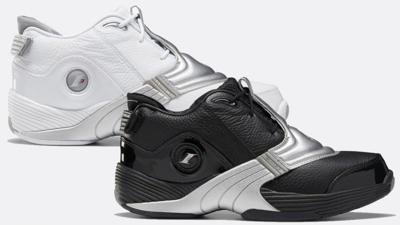 The Reebok Answer 5 White and Black/Metallic Silver Has a 