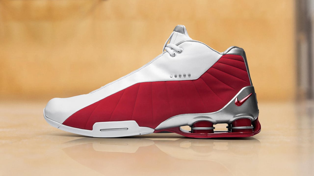 white and red shox