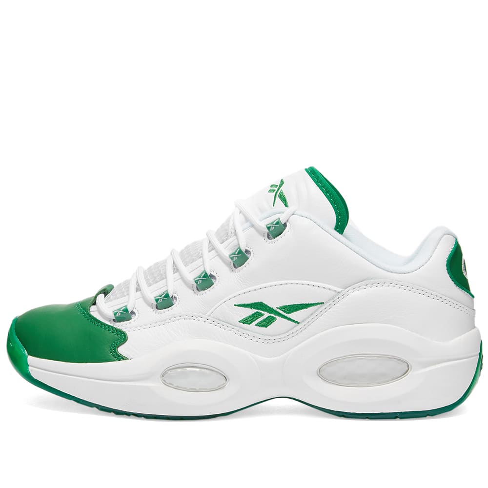 reebok question low green tow white background