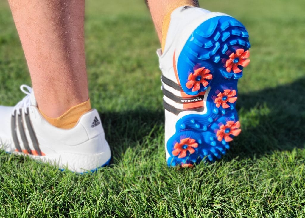 Traction on the Adidas Tour 360 22 is perfection. No slippage and no sliding. 